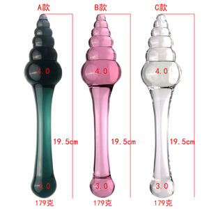 HUAWEN Mainan kesenangan wanita tahan air Plug Anal kaca transparan warna diperpanjang untuk penggunaan Anal dan vagina posterikasi - Product Image 2