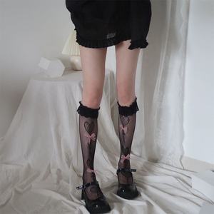 <span class=keywords><strong>Chaussettes</strong></span> Lolita à volants en dentelle fine et maille pour <span class=keywords><strong>femme</strong></span>, hauteur genou, vente en gros - Product Image 4