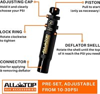 Kit Katup Penguras Ban Otomatis ALL-TOP yang Dapat Disesuaikan (10-30 PSI) 8 Buah Alat Pengurang Tekanan Udara Ban Model Sekrup untuk Offroad 4x4