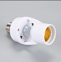 Portalámparas con Sensor de Movimiento E27, AC110-220V, 60W, 360 Grados, Sensor Infrarrojo IR para Detección de Cuerpo Humano, Base con Interruptor para Bombilla LED