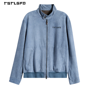 Premium Men's Outerwear Faux <b>Suede</b> <b>Jacket</b> Blue <b>Suede</b> Lined Regular Fit Zip-Up Wholesale <b>Jackets</b> - Product Image 3