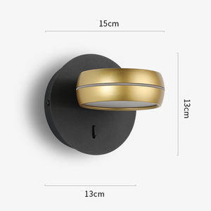 İskandinav Döner Dekoratif Led Duvar Lambası Düğme Anahtarlı Yatak Odası Apliği Ev Okuma Led Lambası Duvara Monte Siyah - Product Image 4