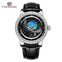 Montre mécanique automatique de qualité Forsining Newset avec logo personnalisé, ciel étoilé, luminescente, pour hommes