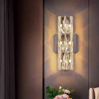 Applique murale LED contemporaine or chrome acier inoxydable cristal blanc chaud pour intérieur maison hôtel villa décor applique murale