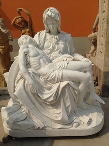 Patung Pieta Marmer Putih Alami untuk Dekorasi Gereja - Product Image 5