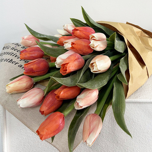 Tulipanes naranjas Flores artificiales Flores de imitación Tulipanes Flores Día DE LA MADRE Pascua Día de San Valentín Regalos Decoraciones de boda - Product Image 4