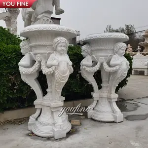 Fioriera in pietra grande statua di angelo vaso da fiori in marmo decorazione giardino esterno