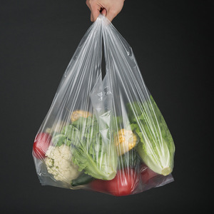 White Food Grade Vest Plastic <b>Bags</b> 26x40 <b>Transparent</b> Takeout Packaging Shopping <b>Bags</b> For Breakfast Packaging - Product Image 2