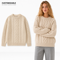 Pull-over en maille torsadée à col rond pour femme, coupe ample, manches longues, idéal pour l'automne et l'hiver – Vente en gros, personnalisable (ODM)