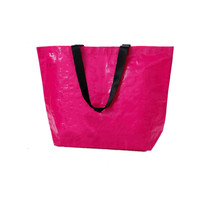 Sac fourre-tout élégant en PP tissé, grande capacité, réutilisable, écologique, avec logo personnalisé et poignées, motif lettres sérigraphiées