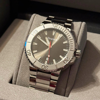 Montre automatique de plongée professionnelle étanche, bracelet entièrement en acier inoxydable, cadran brun foncé, calendrier, montre cadeau pour homme