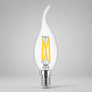 Bombilla LED para Lámparas de Araña, Tipo Vela, <span class=keywords><strong>E27</strong></span>, 3.4W, Equivalente a <span class=keywords><strong>40W</strong></span>, Luz Cálida, Cristal Transparente, Punta Curvada, para Uso en Almacenes, 929001140409 - Product Image 1