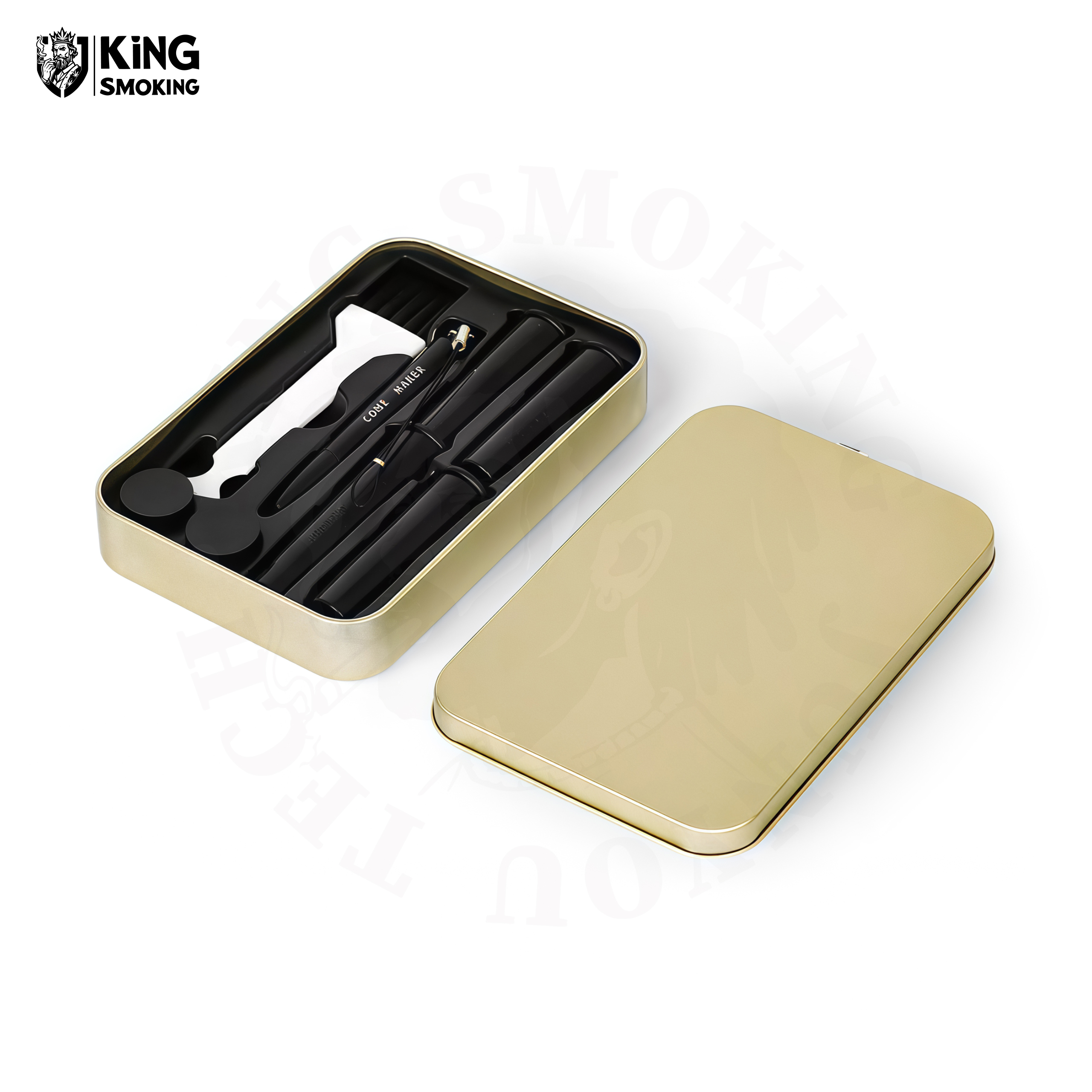 tobacco rolling tray Pink with Lid, Large Wooden Tray with Phone Holder, Cigarette Rolling Tray Set with Cleaning Brush and Spill Proof Cover curved sides Wholesale Custom Tin Metal Rolling