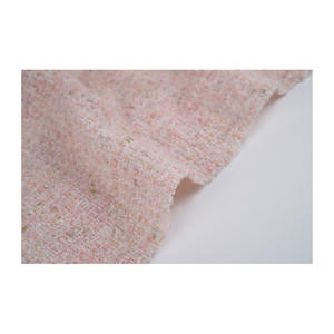 Tissu en tweed fantaisie de qualité supérieure fabriqué en Corée, rose pâle-vert, texture bouclée dorée, tissu textile tissé sur mesure OEM & ODM - Product Image 5