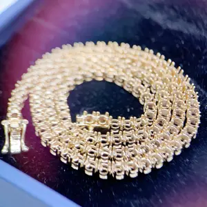 Großhandels preis 3mm echtes massives Gold 10K Tennis Kette Halskette ohne Stein