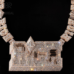 Pendentif personnalisé en moissanite VVS certifiée GRA, style hip-hop, lettres en diamants baguette glacés, pendentif chaîne 3D, bijoux pour hommes - Product Image 1