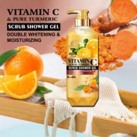 Gel Douche Éclaircissant et Exfoliant à la Vitamine C et au Curcuma, Hydratant et Illuminateur, 1000ml pour Peaux Ternes