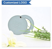 Miroir de poche personnalisé en cuir PU, logo personnalisé, petit miroir rond