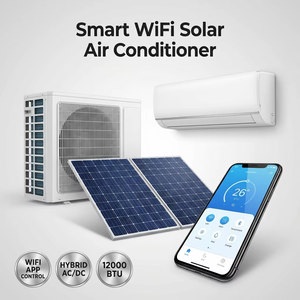 Climatiseur solaire hybride 12000 BTU, système split avec contrôle Wi-Fi pour le chauffage et la climatisation domestique, économie d'énergie UNP-ACDC12K Wi - Product Image 1