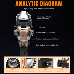 AKE CD302 Faros Delanteros con Lente de Proyector Bi-LED de 3.0 Pulgadas, 100w 10000LM, Lente Dual, Luz Directa, para Automóvil Universal - Product Image 6