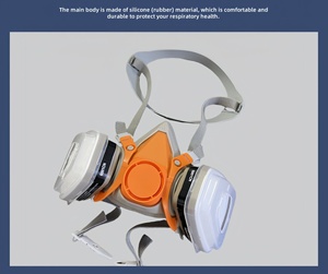 หน้ากากอุตสาหกรรมปิดผนึกสำหรับพ่นสีสเปรย์กำจัดศัตรูพืชป้องกันฝุ่นดีไซน์ป้องกันหมอกพร้อมตัวกรองแบบเปลี่ยนได้ - Product Image 5