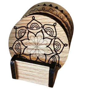 Exportadores al por mayor Posavasos de té de madera Posavasos de madera con diseño grabado de nogal Posavasos decorativos para el té de la noche en casa - Product Image 1