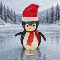 Figurine de pingouin de Noël lumineuse à LED étanche IP44, pliable, en fil de fer métallique, pour décoration extérieure de jardin
