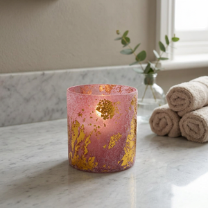 Pot à bougie en verre rose doré avec couvercle en bois, fait main, résistant à la chaleur, pour décoration de Noël et de la maison - Product Image 2