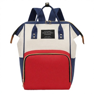 Factory New Design Dot Pattern Water Resistant Fabric Diaper <b>Backpack</b> with <b>Large</b> Capacity for Mommy Baby - Product Image 2