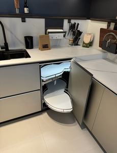 Cestello Estraibile Angolare XWER in Acciaio per <span class=keywords><strong>Cucina</strong></span>, Organizzatore Girevole a 2 Livelli Lazy Susan, Chiusura Ammortizzata, Moderno ed Ecologico per Angoli Ciechi - Product Image 1