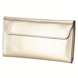 Cartera de Cuero Suave para Mujer, Estilo Sobre, Delgada, con Solapa, Ranuras Grandes para Tarjetas, Bolso Elegante para Compras y Viajes - Product Image 1