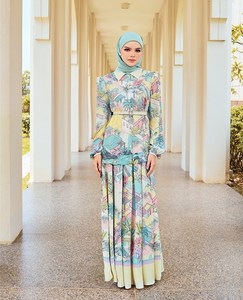 Factory Price <strong>Malaysia</strong> Baju Kurung Muslim Dress Abaya with Puff Printing Wholesale From <strong>Manufacturer</strong>
