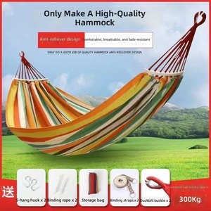 Hamaca <span class=keywords><strong>de</strong></span> Lona Anti-Vuelco, Hamaca Doble para Acampar al Aire Libre con Palo <span class=keywords><strong>de</strong></span> Madera Curvado y Diseño <span class=keywords><strong>de</strong></span> Pico <span class=keywords><strong>de</strong></span> Pato para Jardín, Parque - Product Image 1