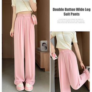 <span class=keywords><strong>Pantaloni</strong></span> da donna di alta qualità <span class=keywords><strong>pantaloni</strong></span> larghi con <span class=keywords><strong>doppio</strong></span> <span class=keywords><strong>bottone</strong></span> Casual a vita alta <span class=keywords><strong>pantaloni</strong></span> lunghi larghi - Product Image 3