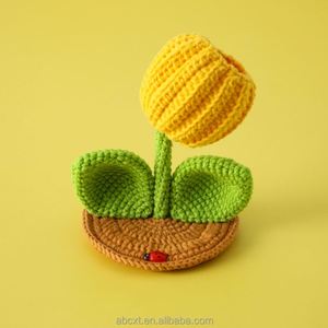 Macetas con Flores Artificiales, Macetas Decorativas, Flores de Ganchillo, Tulipanes, Girasoles, Soporte para Teléfono Móvil - Product Image 2