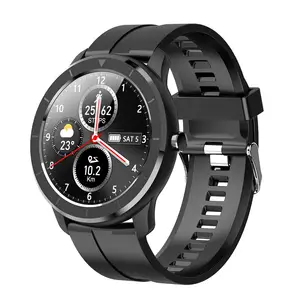 Custom Watch Face 1.28Inch T6 Bulat Jam Tangan Olahraga Pria IP68 Tahan Air Panggilan SMS Pengingat Tekanan Darah untuk Android Ios Smartwatch