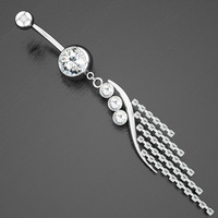 Offre Spéciale mode plein cristal inverse glands nombril haltères corps Piercing bijoux Zircon nombril nombril nombril anneau