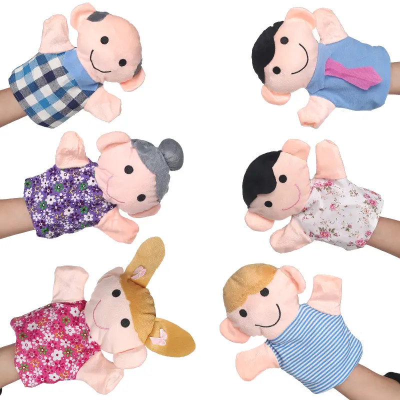 Trend ing Custom Baby Soft Plüsch Fingers pielzeug Family Poppet Animal Rollenspiel Hand Finger puppe Pretend Toy Tiny Plüsch tier