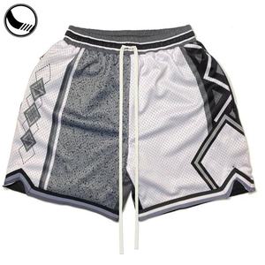 Shorts de basket-ball personnalisés brodés unisexes respirants grande taille vintage en satin imprimés par transfert thermique - Product Image 5