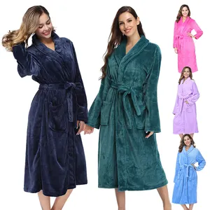 NANTEX Custom Long Hotel Bath Robes Flannel Bathrobe Plush Spa Robes Soft Warm Women Fleece Robes