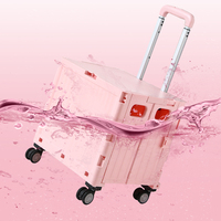 Chariot de Courses Pliant Portable en Plastique et Fer pour Femme, Organisateur de Rangement Pliable pour Voiture, Épicerie et Marché, Idéal Boutique Cadeaux
