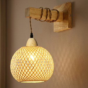 Applique murale vintage en bois pour chambre à coucher, style nordique moderne, lumière chaude - Product Image 1