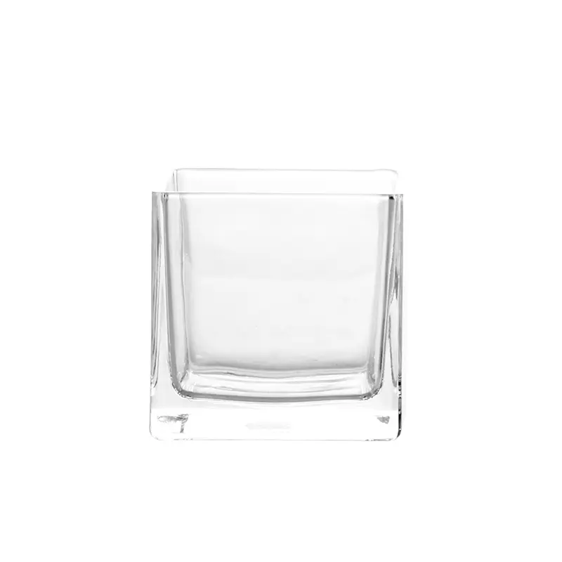 Temizle kristal küçük Mini cam küp çiçek mum vazo cam tealight mumluk küp tutucu bitki ev Plant np için bitki teraryum
