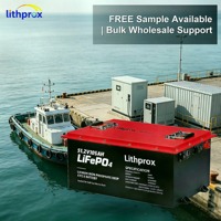 Batterie rechargeable Lithprox LiFePO4 51.2V 105AH 5KW Grade 6000 à décharge profonde marine avec BMS Bluetooth, connecteur Anderson, chauffage automatique, CE