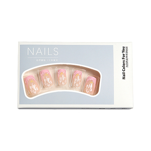 <span class=keywords><strong>Uñas</strong></span> Postizas Tropicales de Verano, Color Rosa Nude, Cuadradas, Onduladas, con Diseño de Flor de Hibisco, Reutilizables, de ABS, con Pegamento para <span class=keywords><strong>Uñas</strong></span>, Estilo Vacaciones en la Playa - Product Image 4