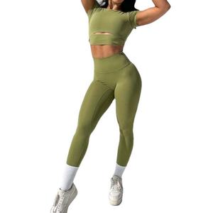 Leggings Deportivos de Cintura Alta para Mujer, OEM, para Gimnasio y Yoga, Levanta Glúteos, Compresión, Pantalones Deportivos, Diseño Sólido, Tela de Nailon para Fitness - Product Image 3