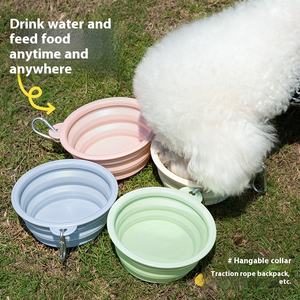 Cuenco plegable portátil de silicona para mascotas al aire libre, práctico lavabo plegable para comida de perro, para viajes, uso doméstico, sólido para <span class=keywords><strong>perros</strong></span> y gatos - Product Image 2
