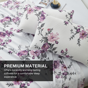 Sang Trọng Tấm Nhà In Hoa Màu Tím Bộ Đồ Giường Đặt Tấm Ga Giường Gối Bốn Mảnh Bộ - Product Image 3