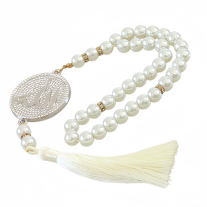 YASEEN Pearl Beaded Prayer <b>Rosary</b> With Pendant And Tassel Ethnic Fashion Accessory - Product Image 1
