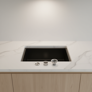 Fregadero de cocina bajo encimera negro de un solo tazón, 27x19 pulgadas, hecho a mano, acabado mate, diseño contemporáneo, fácil de limpiar - Product Image 2